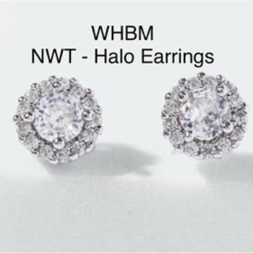 NWT - WHBM - CZ Halo Stud Earrings